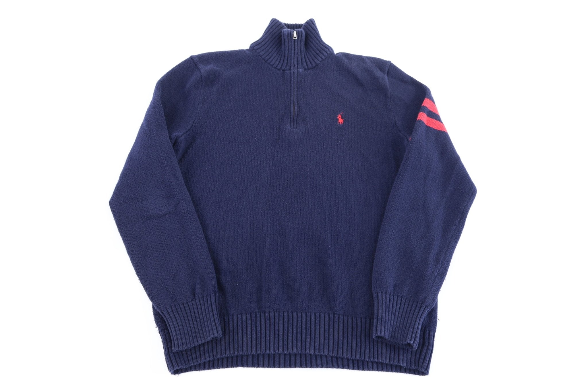 Polo by Ralph Lauren Embroidered Logo Navy Quarter Zip Pullover - Sweater - Thrifted Threads