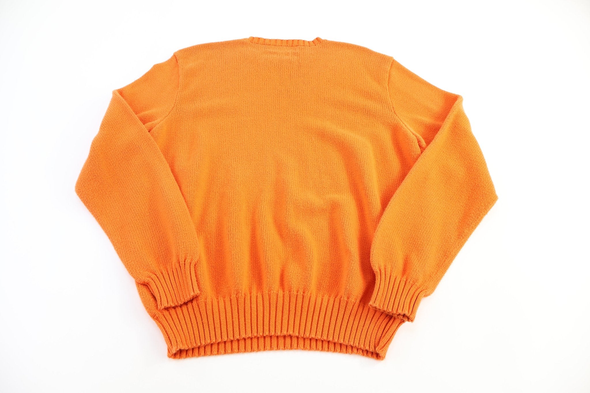 Polo by Ralph Lauren Embroidered Logo Orange Knit Sweater - Sweater - Thrifted Threads
