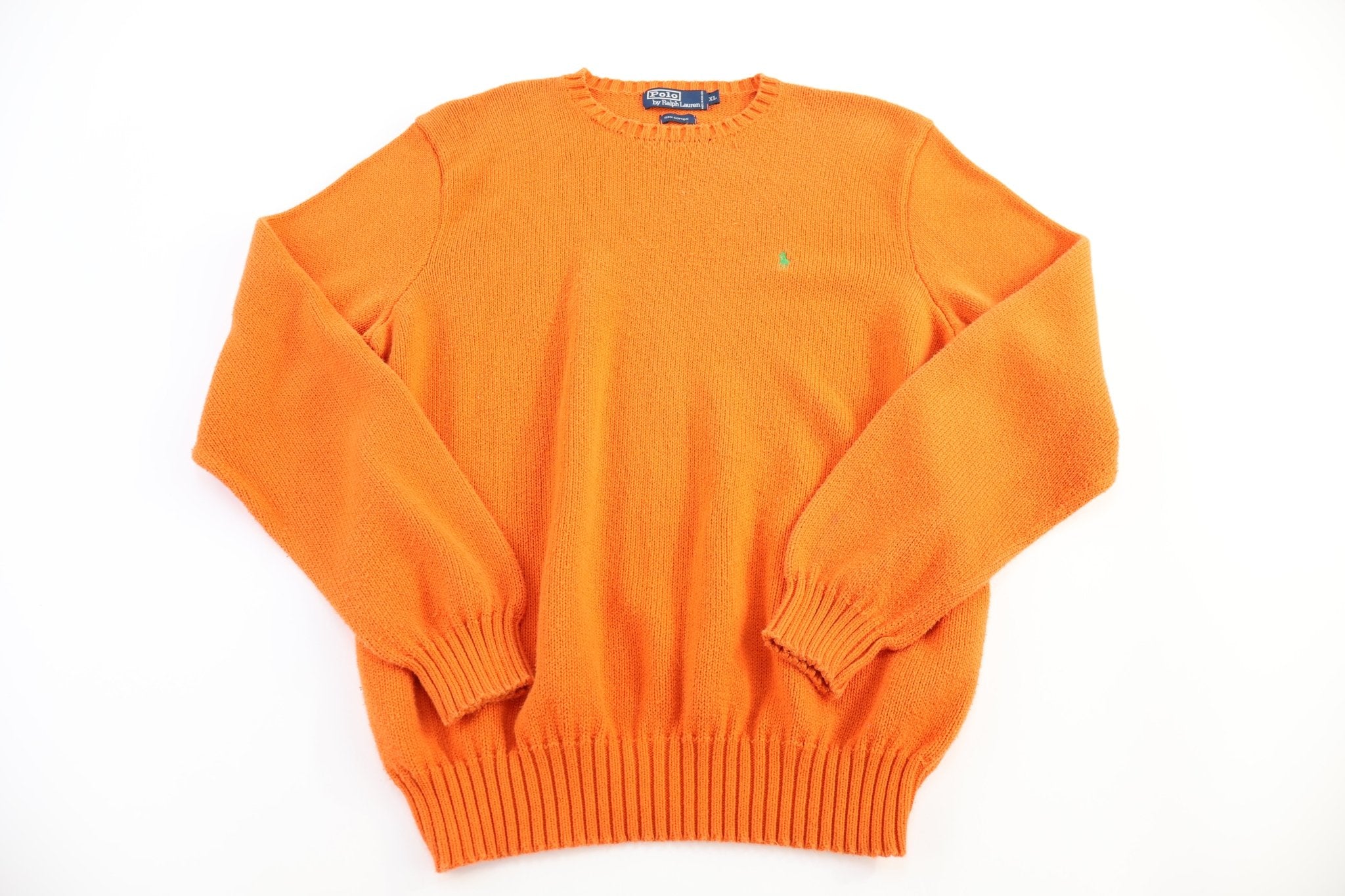 Polo by Ralph Lauren Embroidered Logo Orange Knit Sweater - Sweater - Thrifted Threads