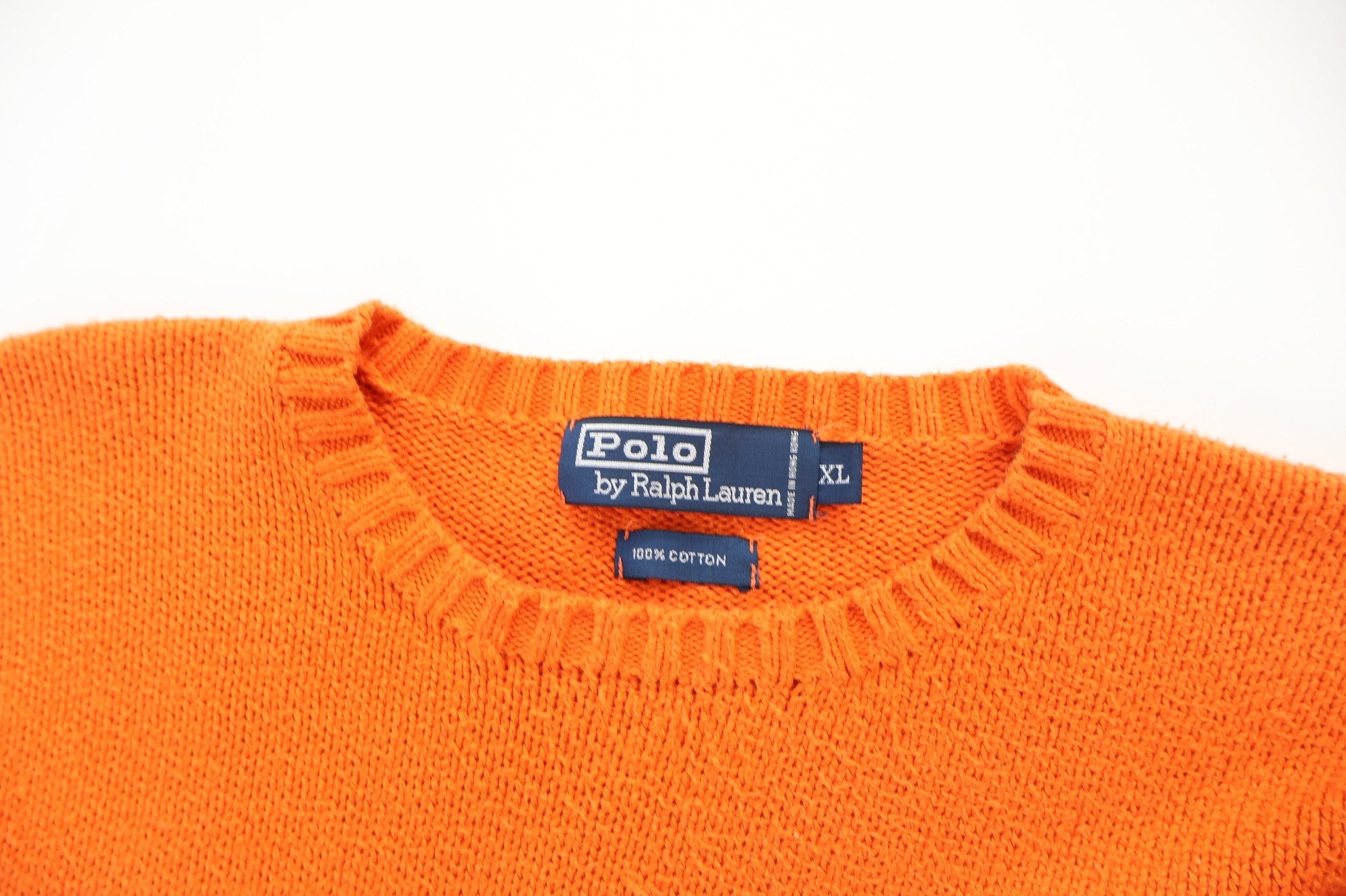 Polo by Ralph Lauren Embroidered Logo Orange Knit Sweater - Sweater - Thrifted Threads