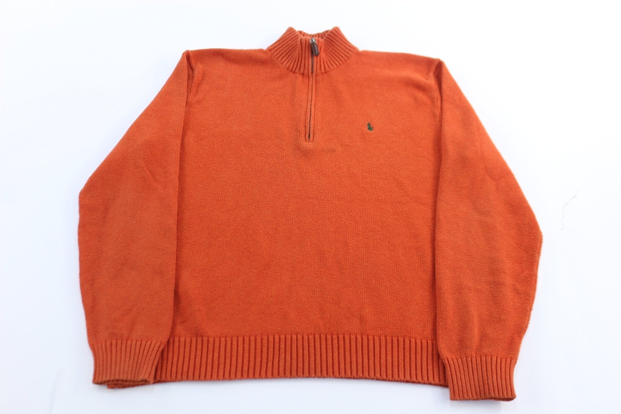 Polo by Ralph Lauren Embroidered Logo Orange Pullover Sweater - Sweater - Thrifted Threads