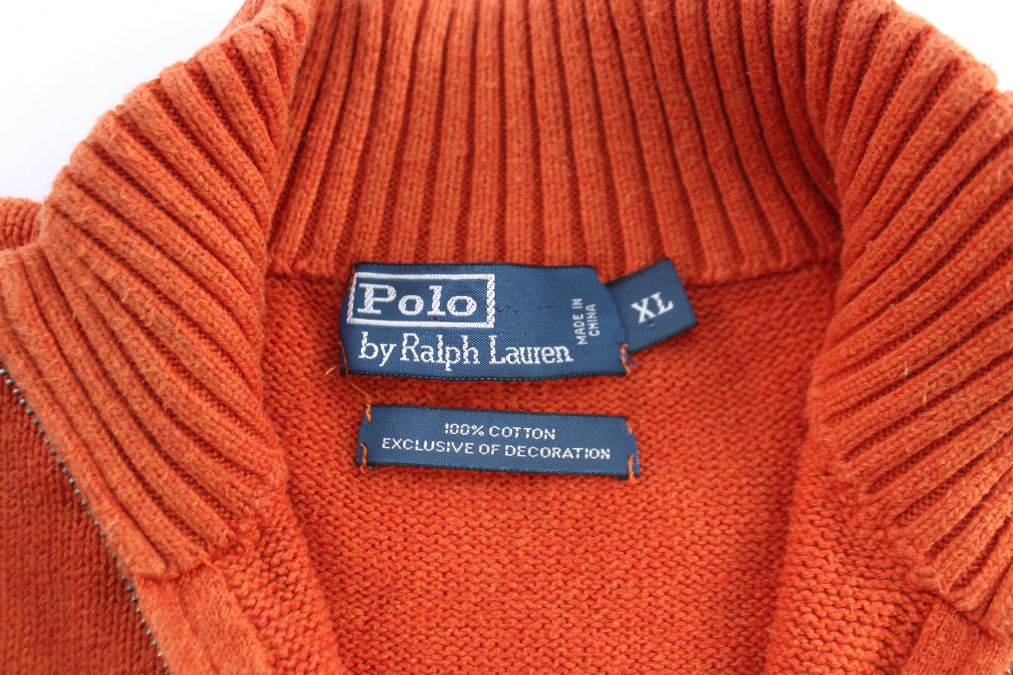 Polo by Ralph Lauren Embroidered Logo Orange Pullover Sweater - Sweater - Thrifted Threads