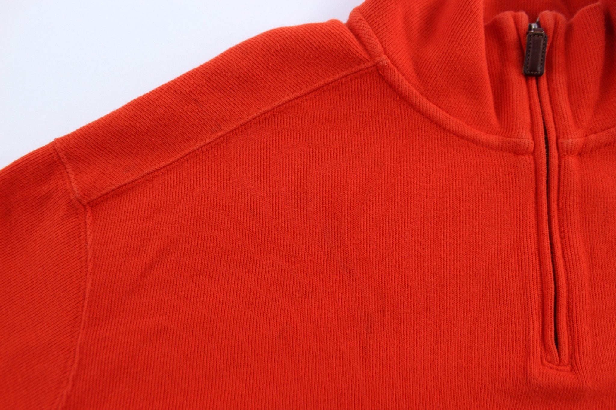 Polo by Ralph Lauren Embroidered Logo Orange Quarter Zip Sweater - Sweater - Thrifted Threads