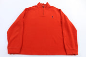 Polo by Ralph Lauren Embroidered Logo Orange Quarter Zip Sweater - Sweater - Thrifted Threads