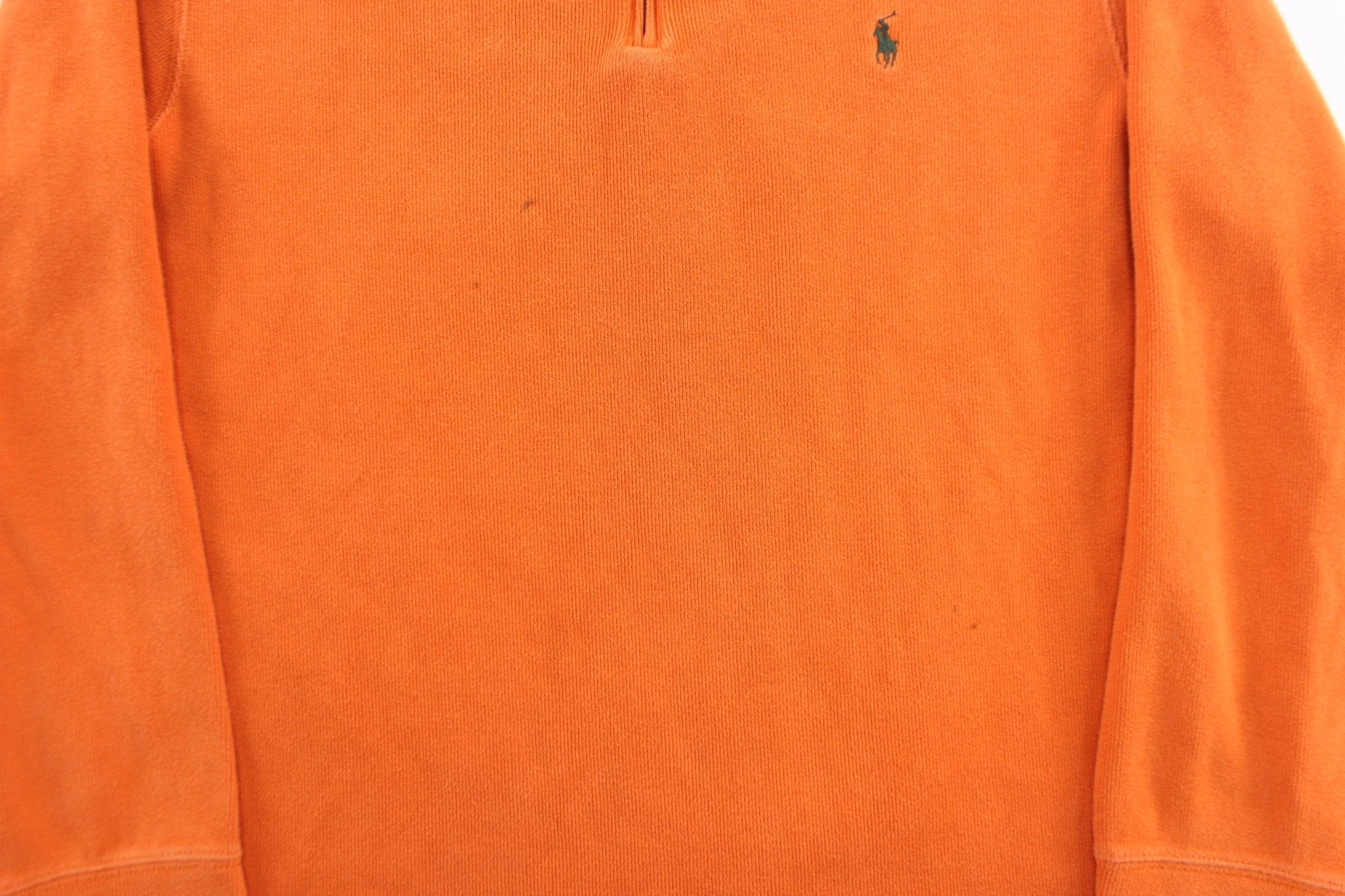 Polo by Ralph Lauren Embroidered Logo Orange Zip Up Sweater - ThriftedThreads.com