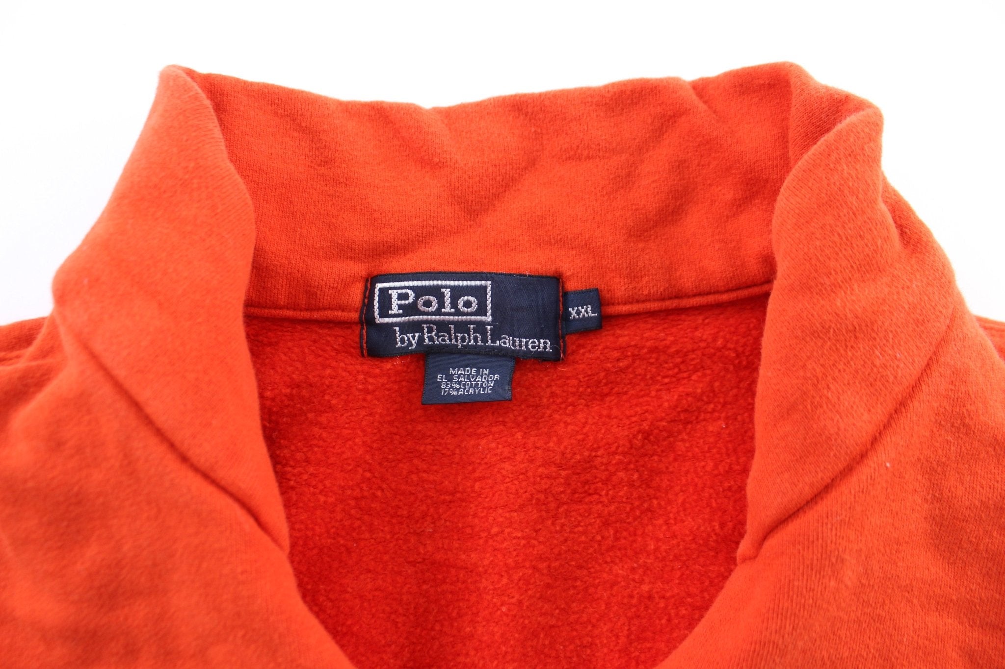 Polo by Ralph Lauren Embroidered Logo Orange Zip Up Sweater - ThriftedThreads.com