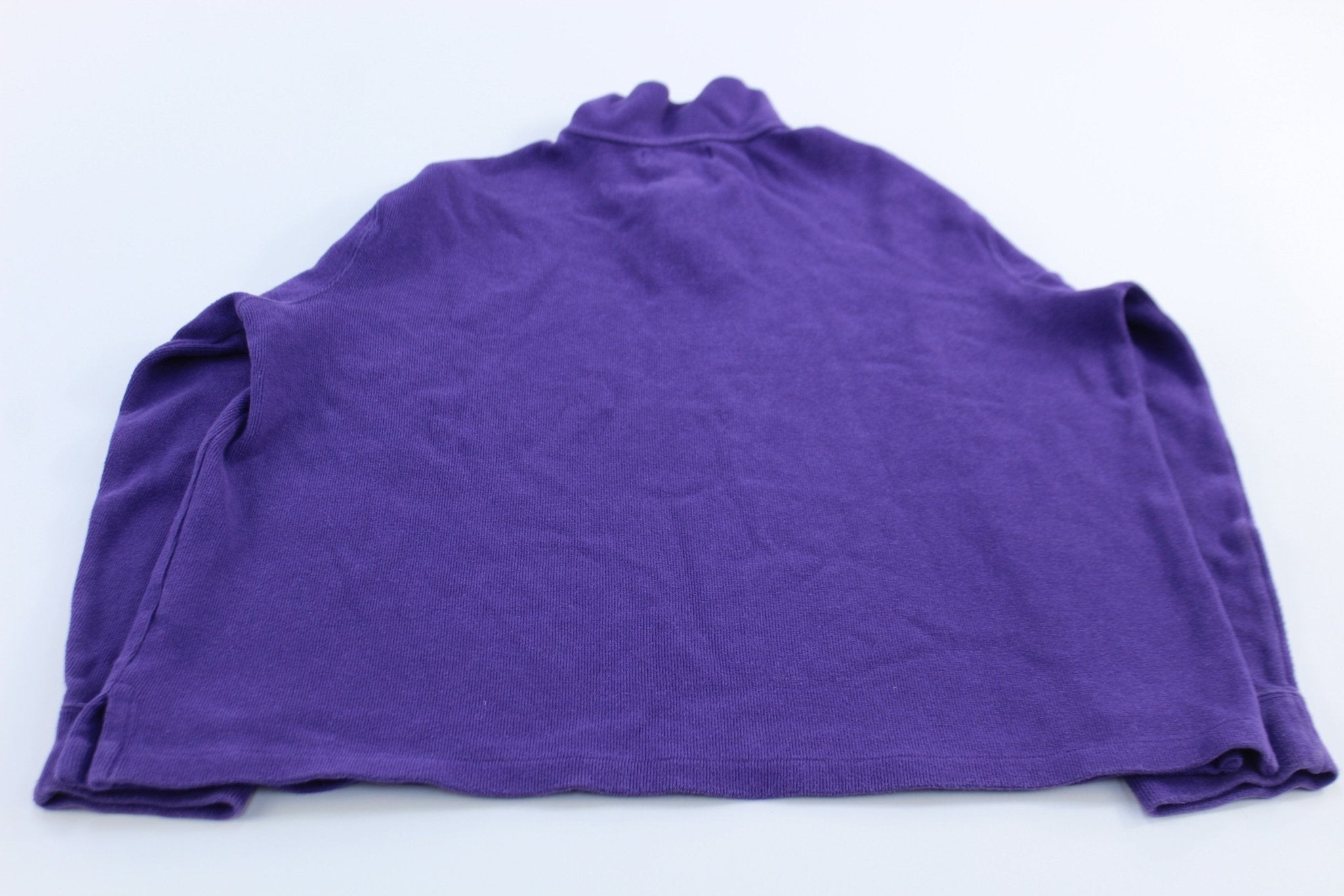 Polo by Ralph Lauren Embroidered Logo Purple Quarter Zip Sweater - ThriftedThreads.com