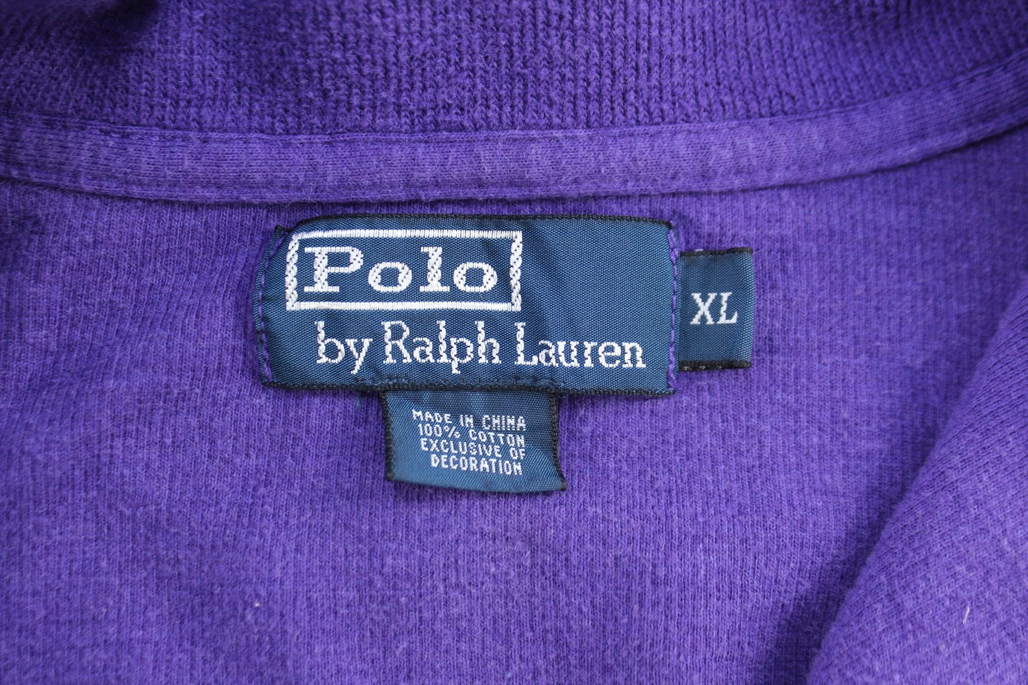 Polo by Ralph Lauren Embroidered Logo Purple Quarter Zip Sweater - ThriftedThreads.com