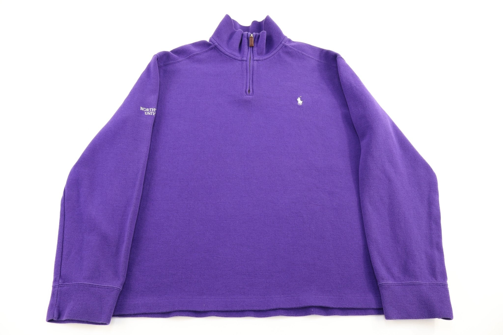 Polo by Ralph Lauren Embroidered Logo Purple Quarter Zip Sweater - Sweater - Thrifted Threads