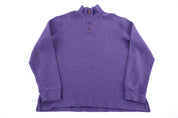 Polo by Ralph Lauren Embroidered Logo Purple Quarter Zip Sweater - Sweater - Thrifted Threads