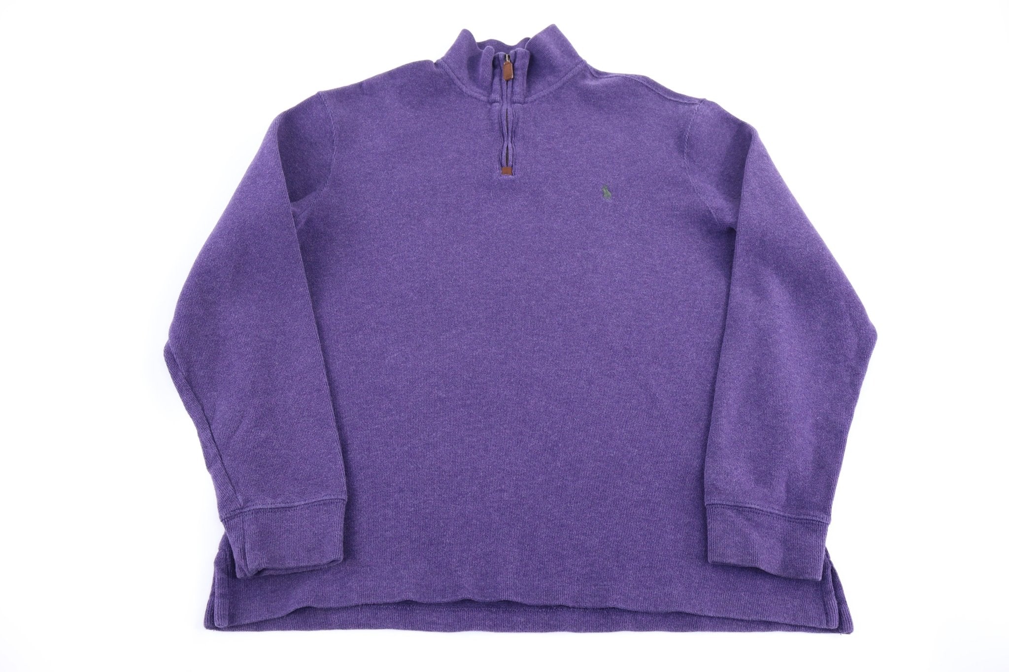 Polo by Ralph Lauren Embroidered Logo Purple Quarter Zip Sweater - Sweater - Thrifted Threads