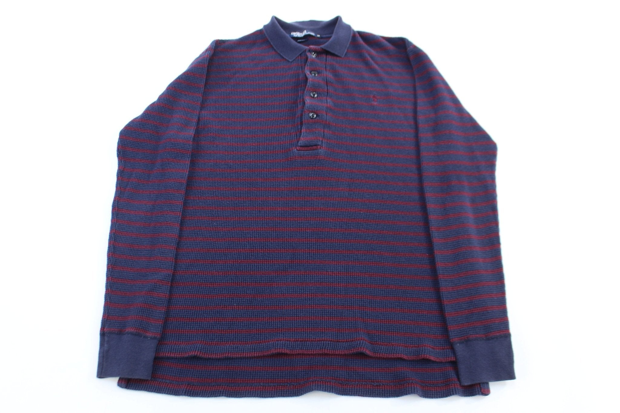 Polo by Ralph Lauren Embroidered Logo Red & Blue LS Button Up - ThriftedThreads.com