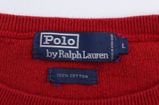 Polo by Ralph Lauren Embroidered Logo Red Knit Sweater - Sweater - Thrifted Threads