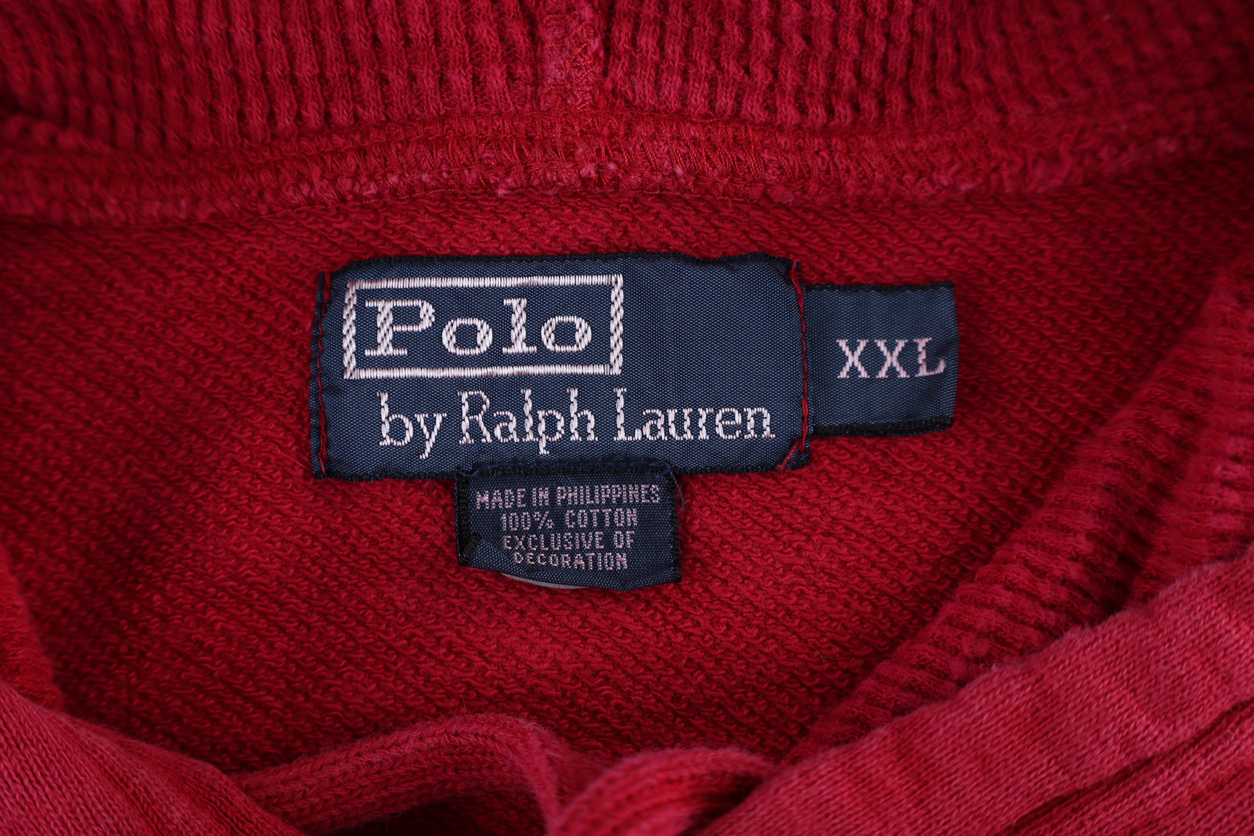 Polo by Ralph Lauren Embroidered Logo Red Pullover Hoodie - Sweatshirt - Thrifted Threads