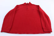 Polo by Ralph Lauren Embroidered Logo Red Quarter Zip Sweater - Sweater - Thrifted Threads