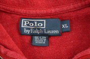 Polo by Ralph Lauren Embroidered Logo Red Quarter Zip Sweater - Sweater - Thrifted Threads