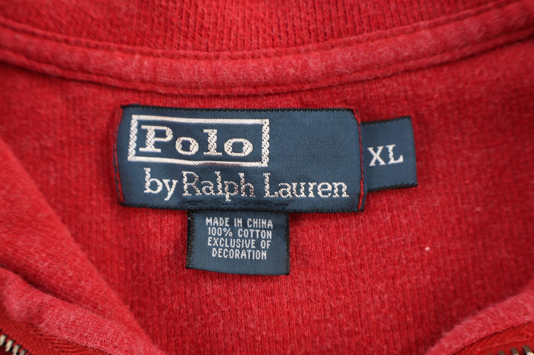 Polo by Ralph Lauren Embroidered Logo Red Quarter Zip Sweater - Sweater - Thrifted Threads