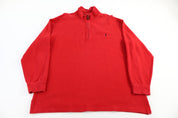 Polo by Ralph Lauren Embroidered Logo Red Quarter Zip Sweater - Sweater - Thrifted Threads