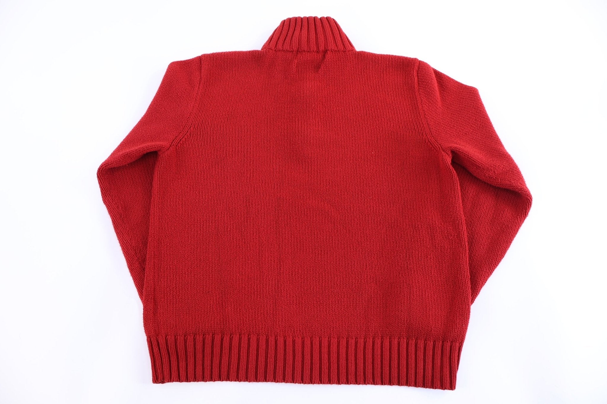 Polo by Ralph Lauren Embroidered Logo Red Quarter Zip Sweater - Sweater - Thrifted Threads