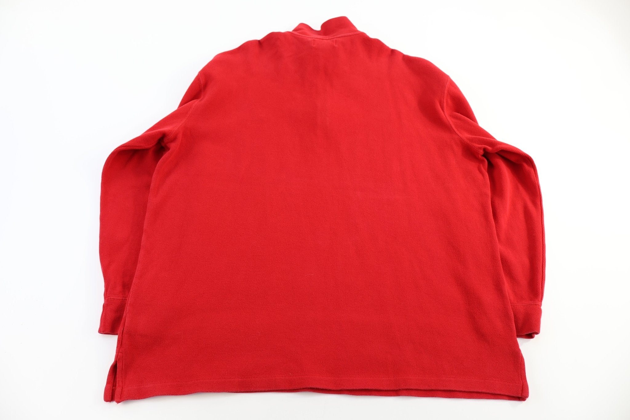 Polo by Ralph Lauren Embroidered Logo Red Quarter Zip Sweater - Sweater - Thrifted Threads
