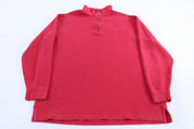 Polo by Ralph Lauren Embroidered Logo Red Quarter Zip Sweater - Sweater - Thrifted Threads