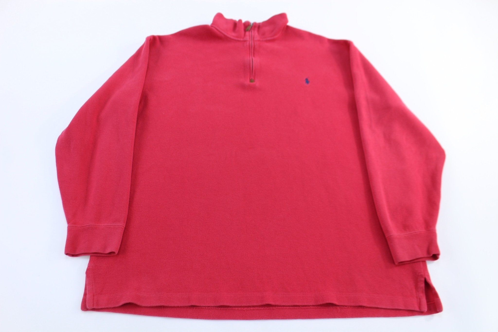 Polo by Ralph Lauren Embroidered Logo Red Quarter Zip Sweater - Sweater - Thrifted Threads