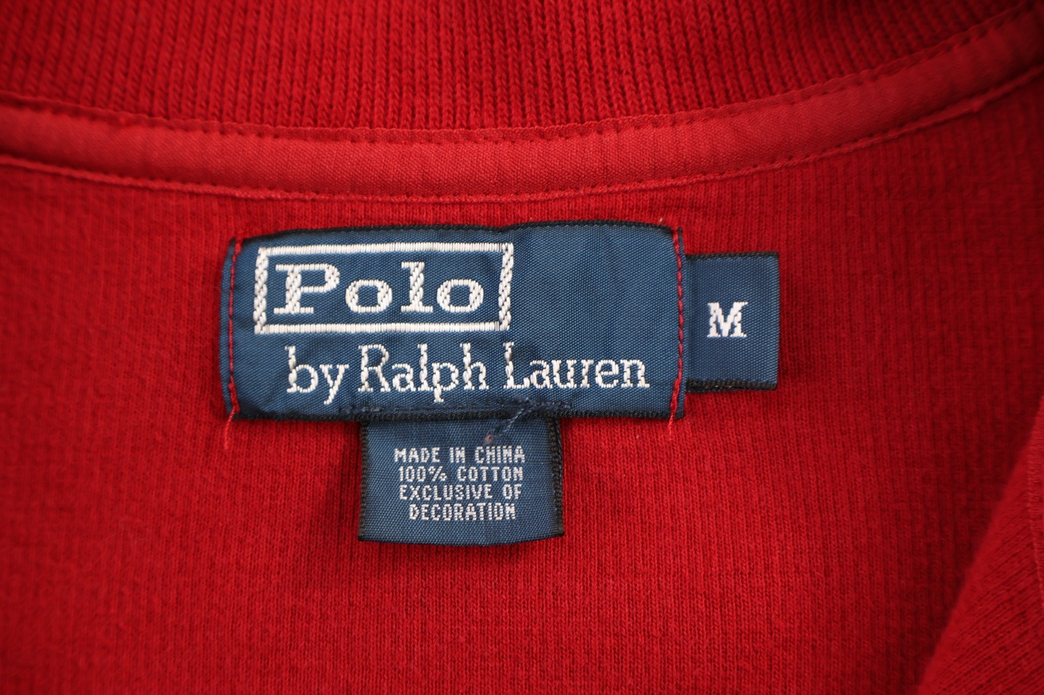 Polo by Ralph Lauren Embroidered Logo Red Quarter Zip Sweater - Sweater - Thrifted Threads