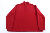 Polo by Ralph Lauren Embroidered Logo Red Quarter Zip Sweater - Sweater - Thrifted Threads