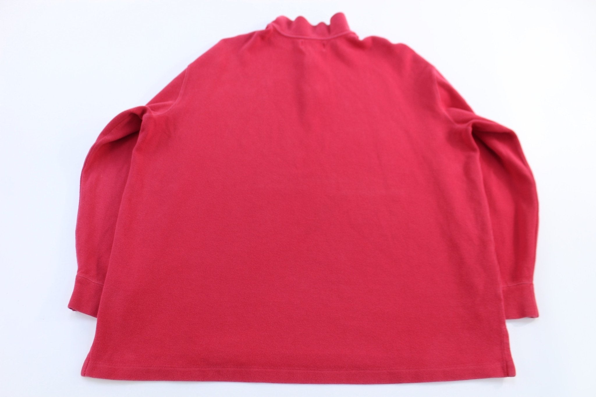 Polo by Ralph Lauren Embroidered Logo Red Quarter Zip Sweater - Sweater - Thrifted Threads