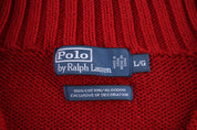 Polo by Ralph Lauren Embroidered Logo Red Quarter Zip Sweater - Sweater - Thrifted Threads