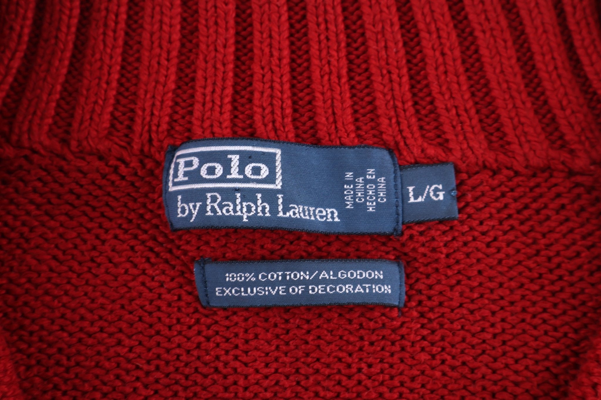 Polo by Ralph Lauren Embroidered Logo Red Quarter Zip Sweater - Sweater - Thrifted Threads