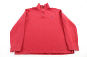 Polo by Ralph Lauren Embroidered Logo Red Quarter Zip Sweater - Sweater - Thrifted Threads