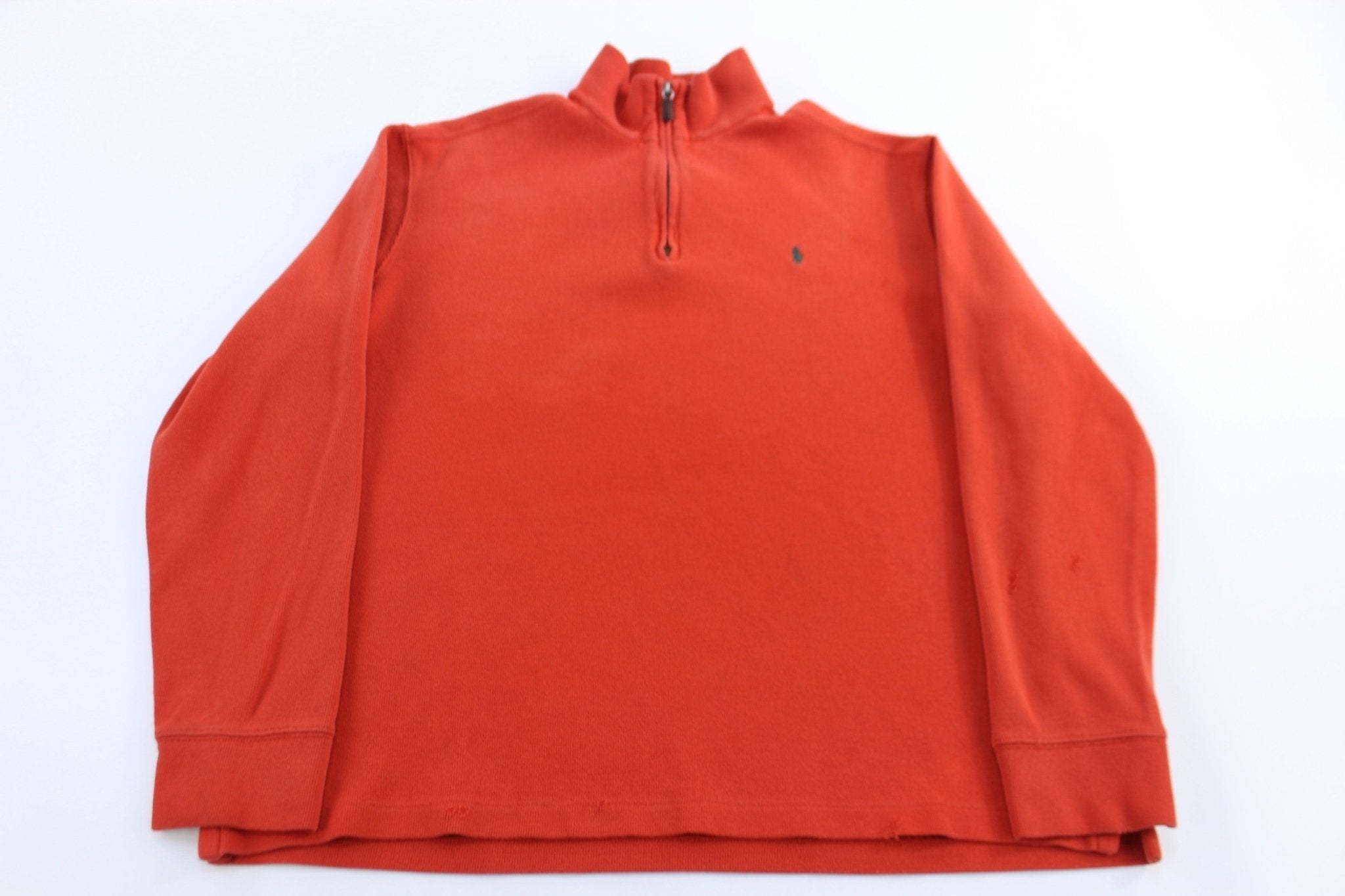 Polo by Ralph Lauren Embroidered Logo Red Quarter Zip Sweater - Sweater - Thrifted Threads