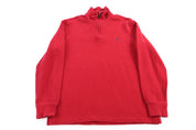 Polo by Ralph Lauren Embroidered Logo Red Quarter Zip Sweater - Sweater - Thrifted Threads