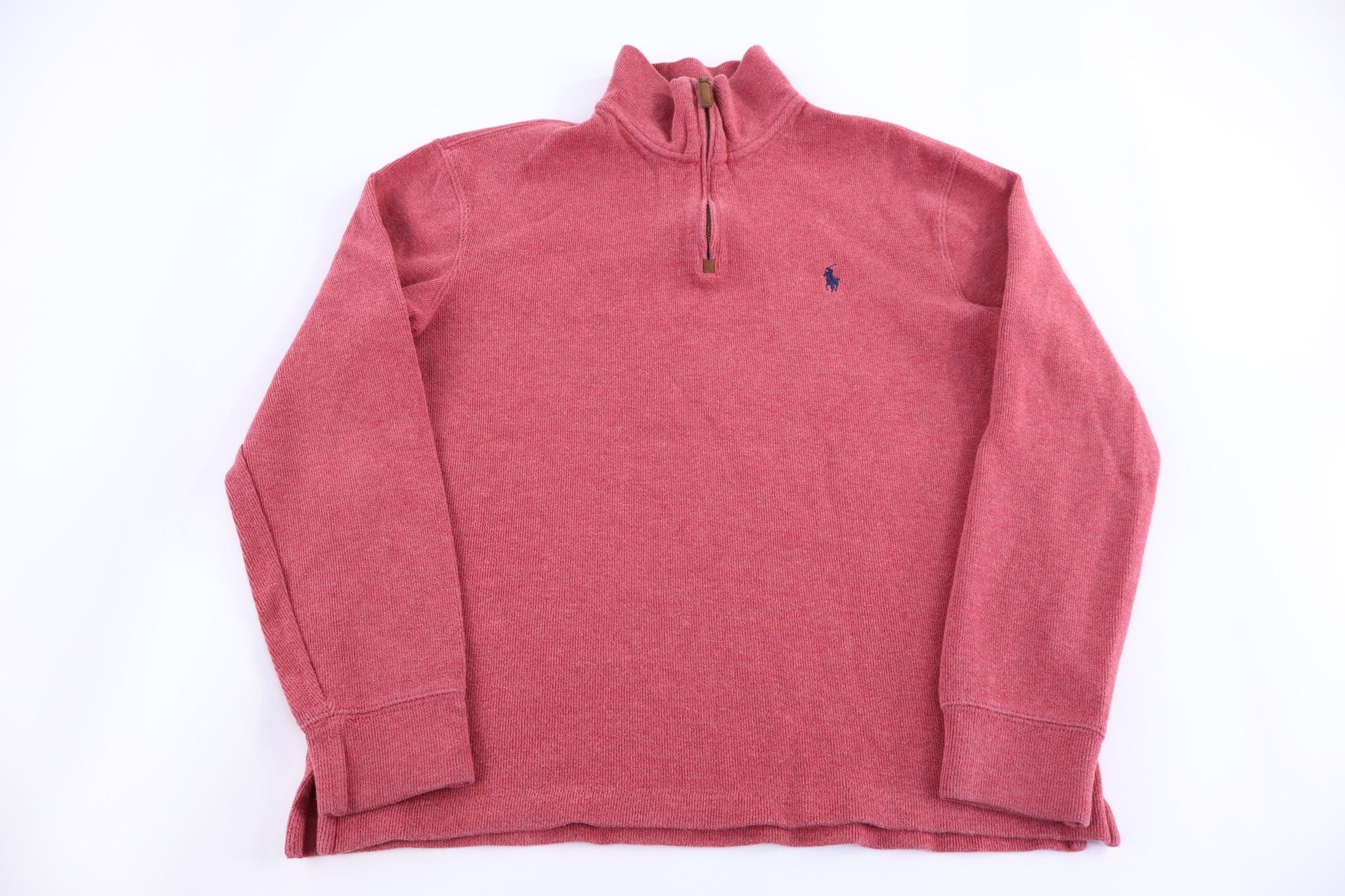 Polo by Ralph Lauren Embroidered Logo Red Quarter Zip Sweater - Sweater - Thrifted Threads