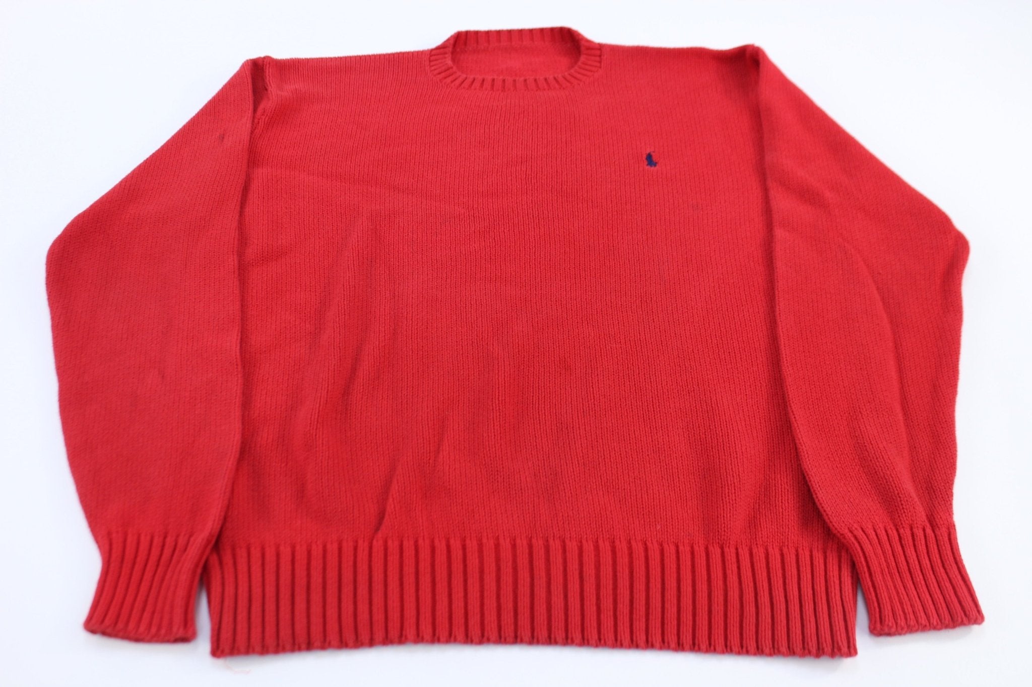 Polo by Ralph Lauren Embroidered Logo Red Sweater - ThriftedThreads.com