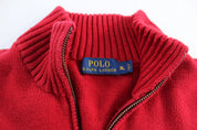 Polo by Ralph Lauren Embroidered Logo Red Zip Up Sweater - ThriftedThreads.com