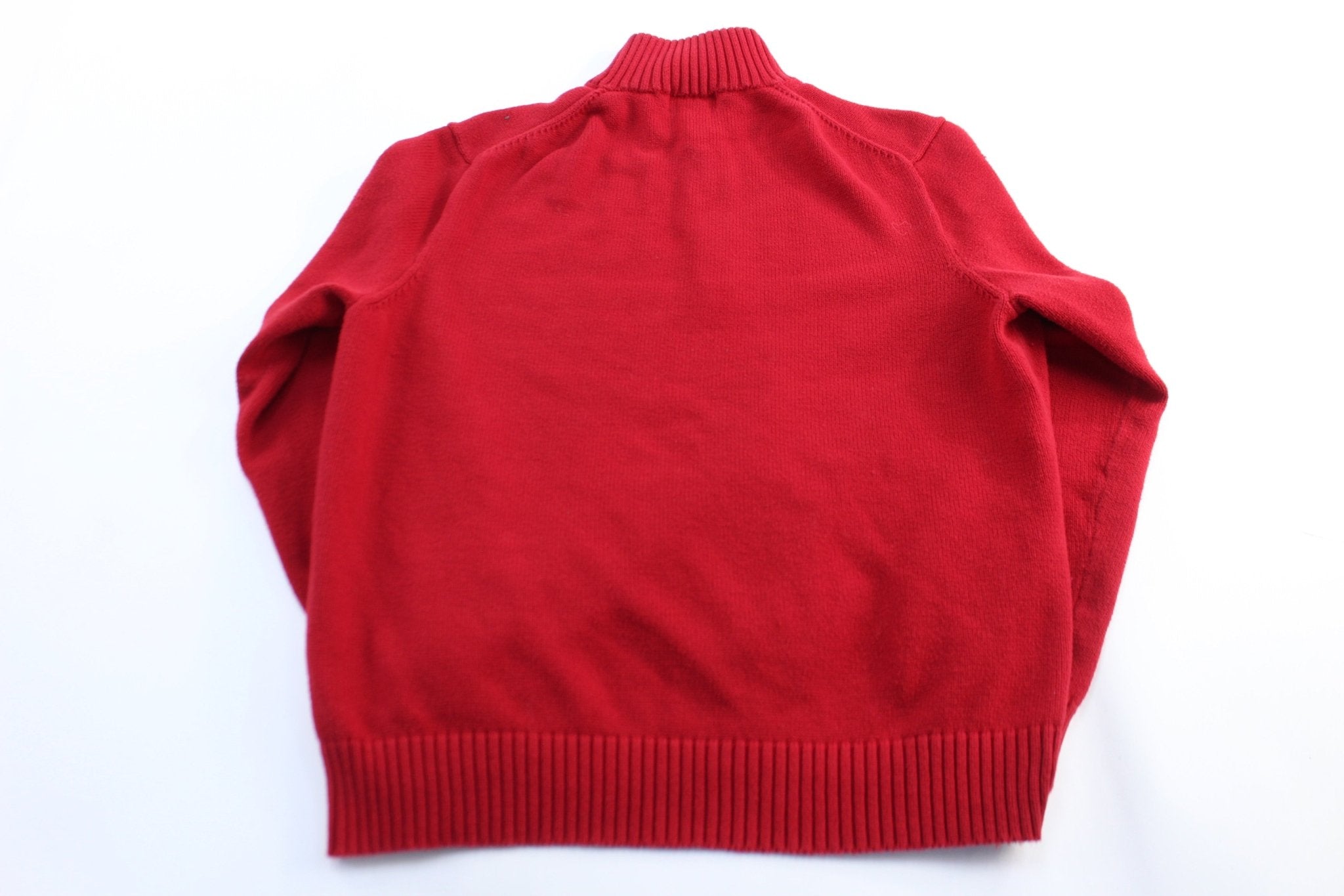 Polo by Ralph Lauren Embroidered Logo Red Zip Up Sweater - ThriftedThreads.com