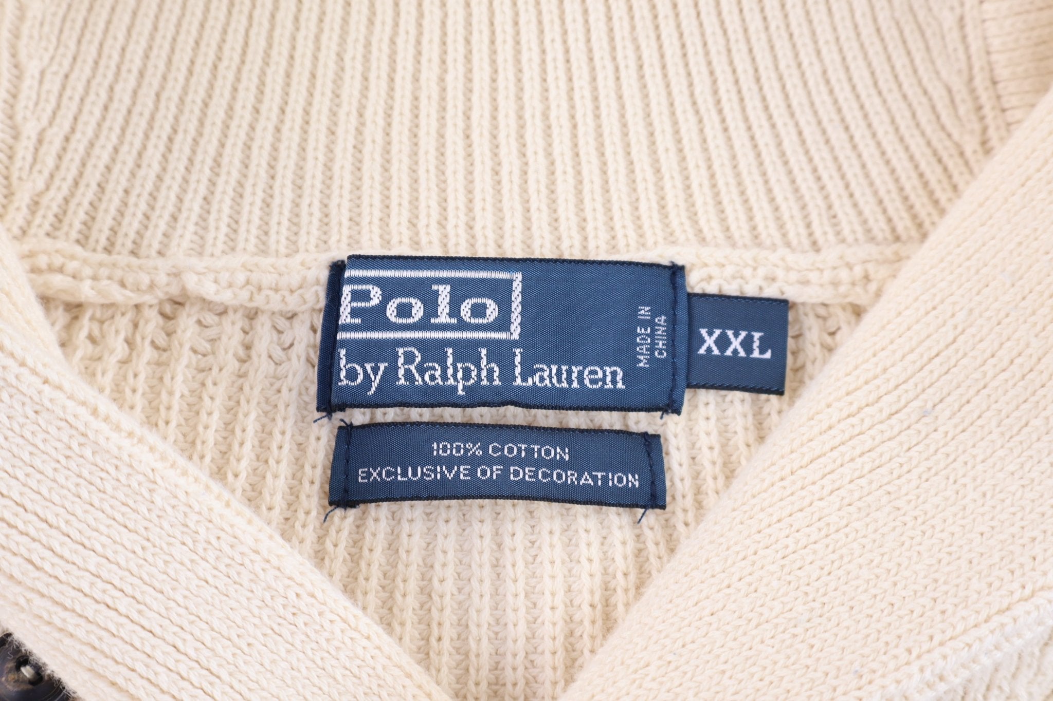 Polo by Ralph Lauren Embroidered Logo Shawl Collar Knit Sweater - Sweater - Thrifted Threads