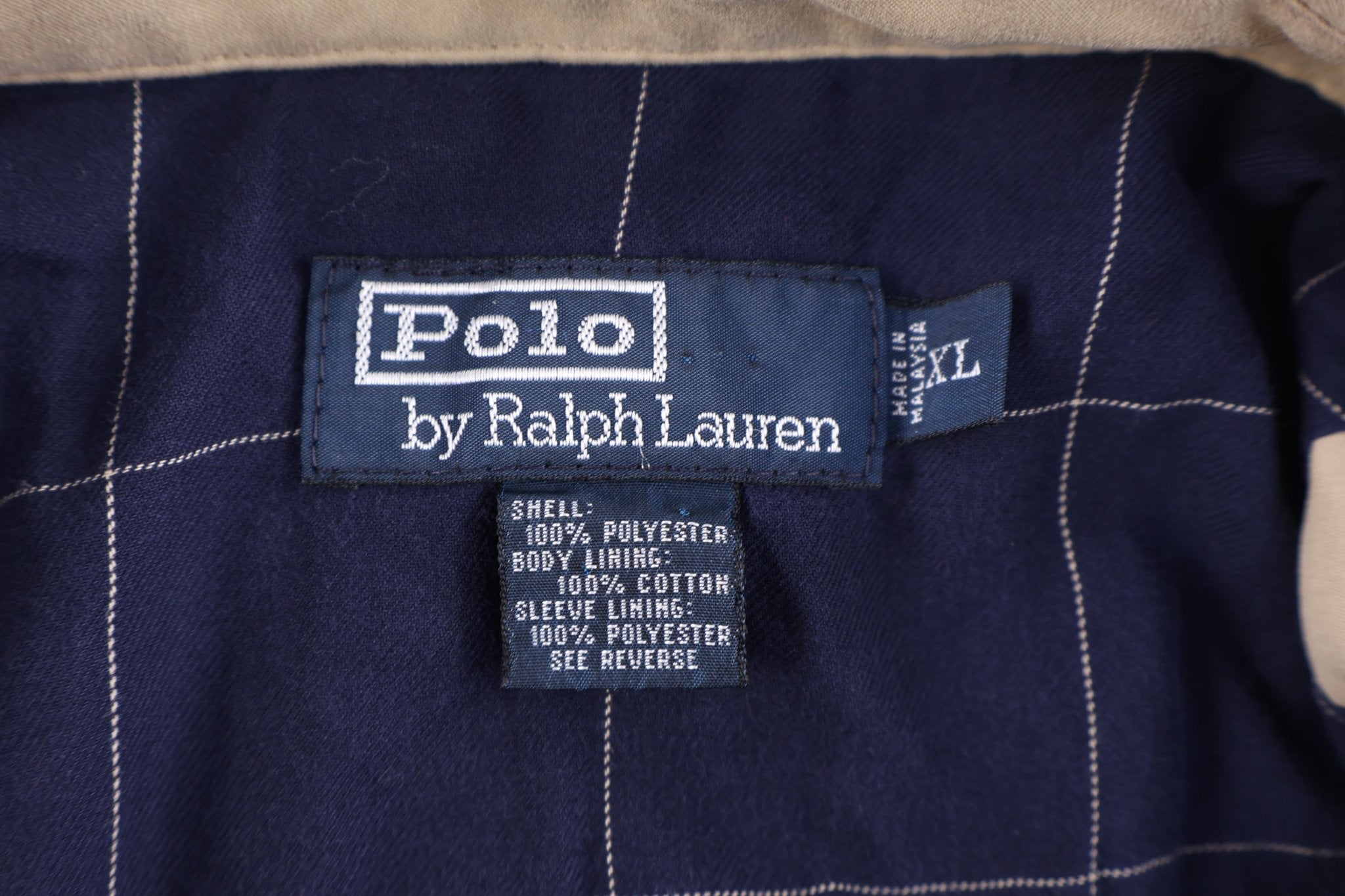 Polo by Ralph Lauren Embroidered Logo Tan Full Zip Jacket - jacket - Thrifted Threads
