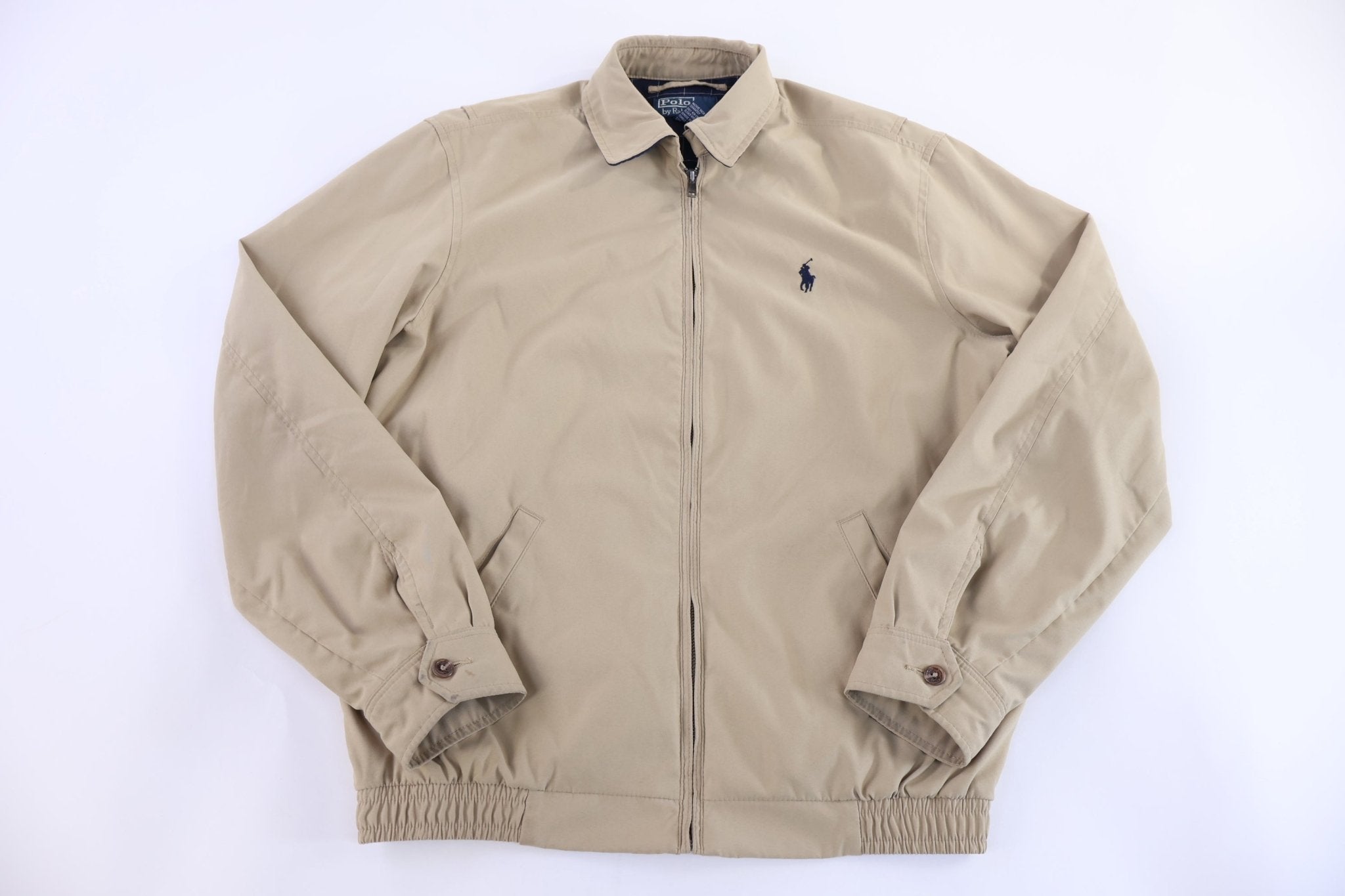Polo by Ralph Lauren Embroidered Logo Tan Full Zip Jacket - Jacket - Thrifted Threads