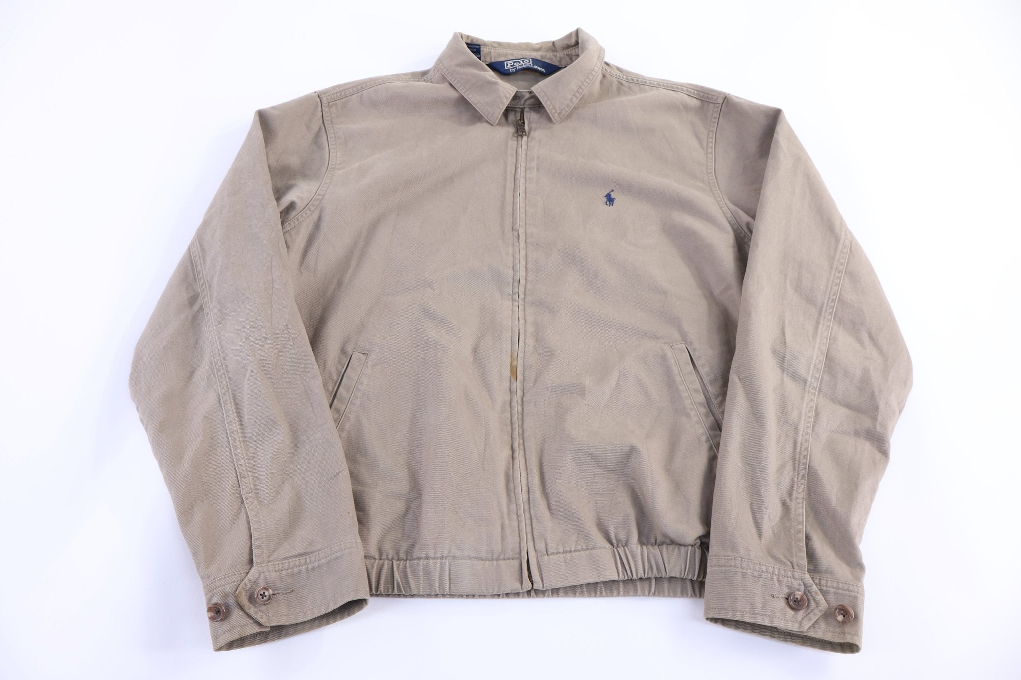 Polo by Ralph Lauren Embroidered Logo Tan Full Zip Jacket - Jacket - Thrifted Threads