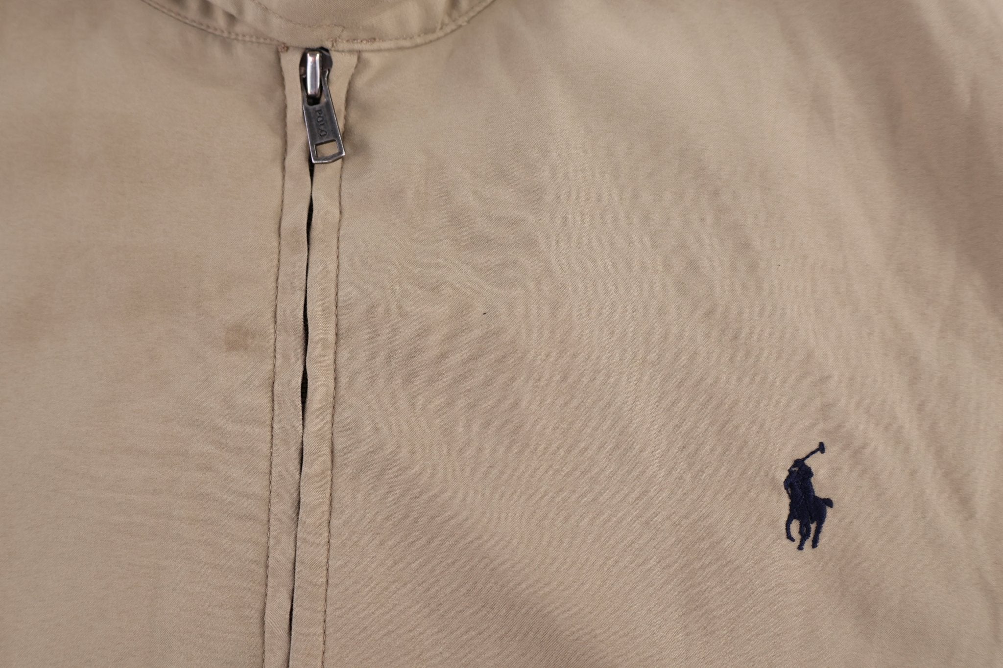 Polo by Ralph Lauren Embroidered Logo Tan Full Zip Jacket - jacket - Thrifted Threads