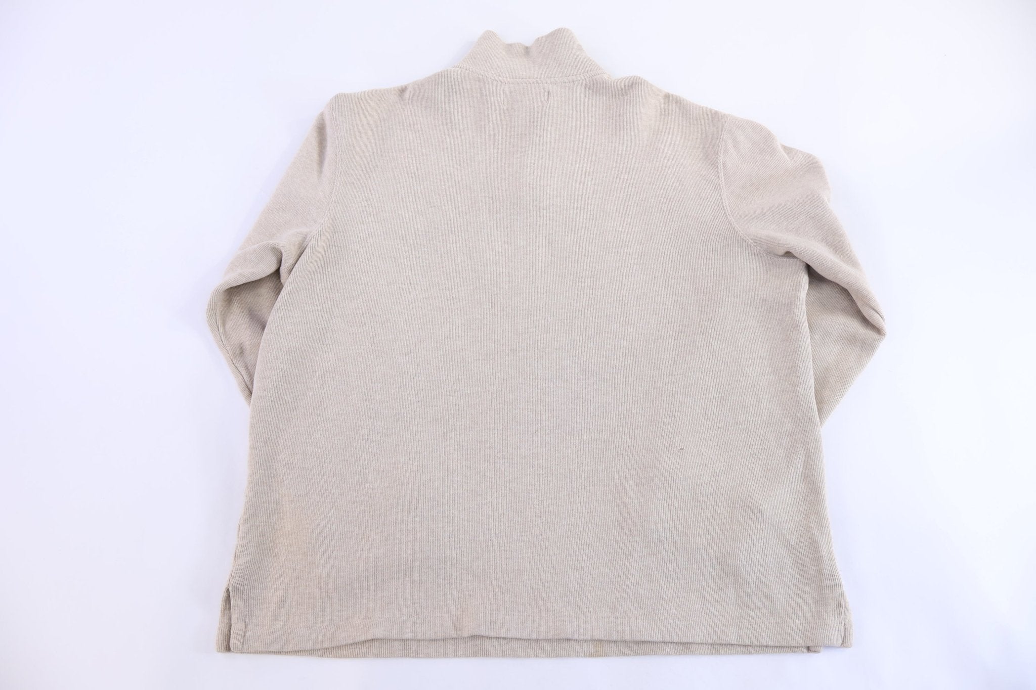 Polo by Ralph Lauren Embroidered Logo Tan Quarter Zip Pullover - Sweater - Thrifted Threads