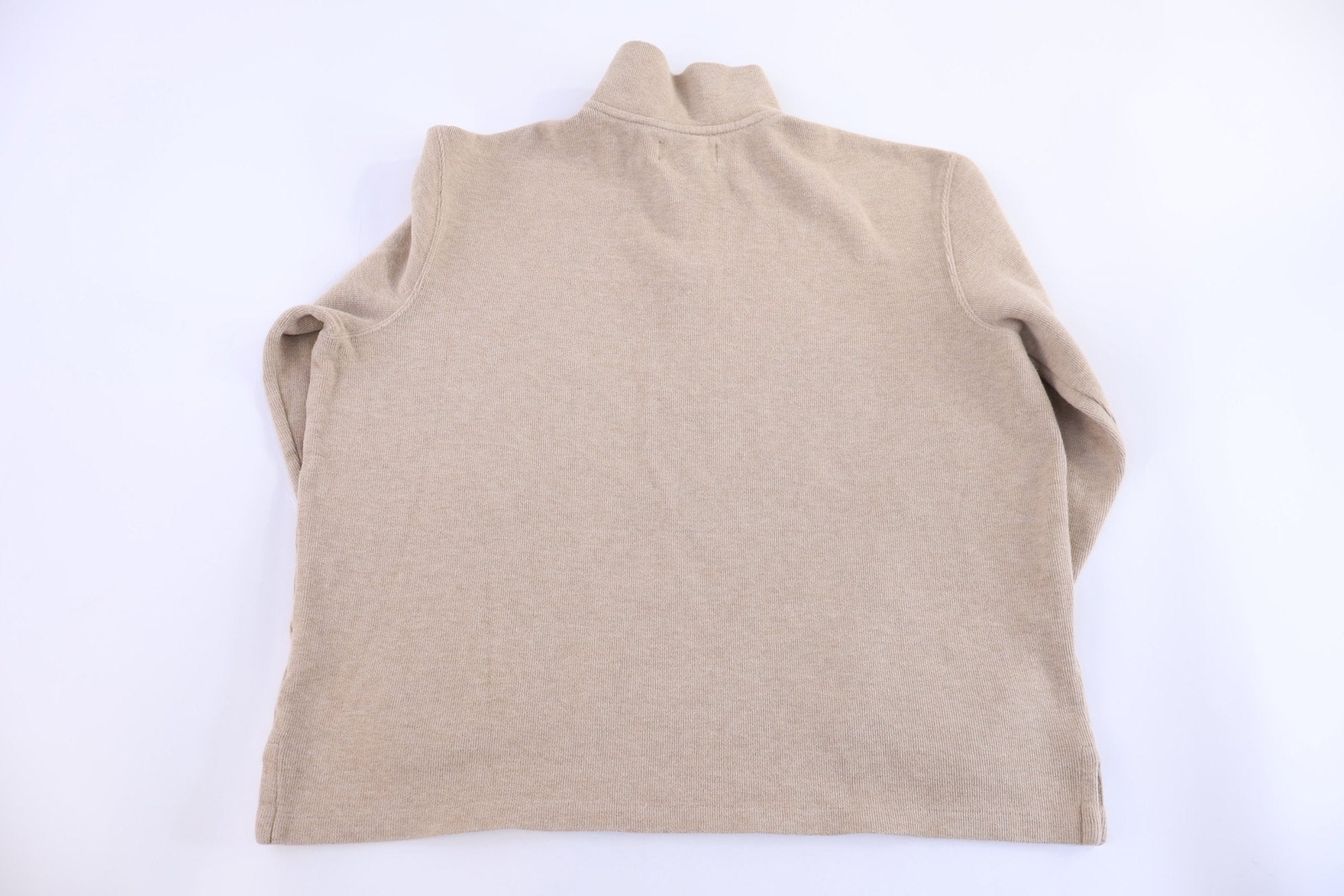 Polo by Ralph Lauren Embroidered Logo Tan Quarter Zip Pullover - Sweater - Thrifted Threads