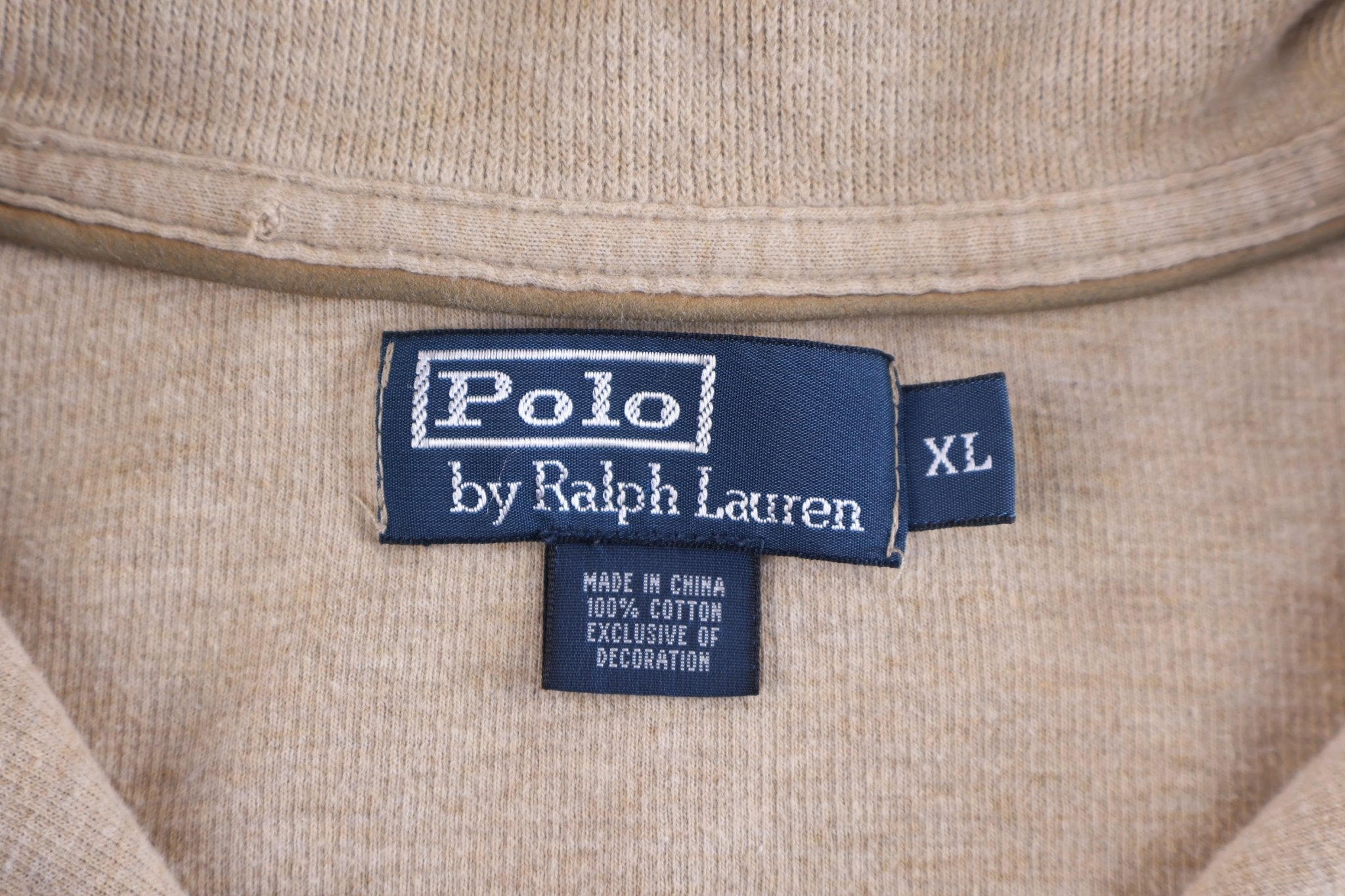 Polo by Ralph Lauren Embroidered Logo Tan Quarter Zip Pullover - Sweater - Thrifted Threads