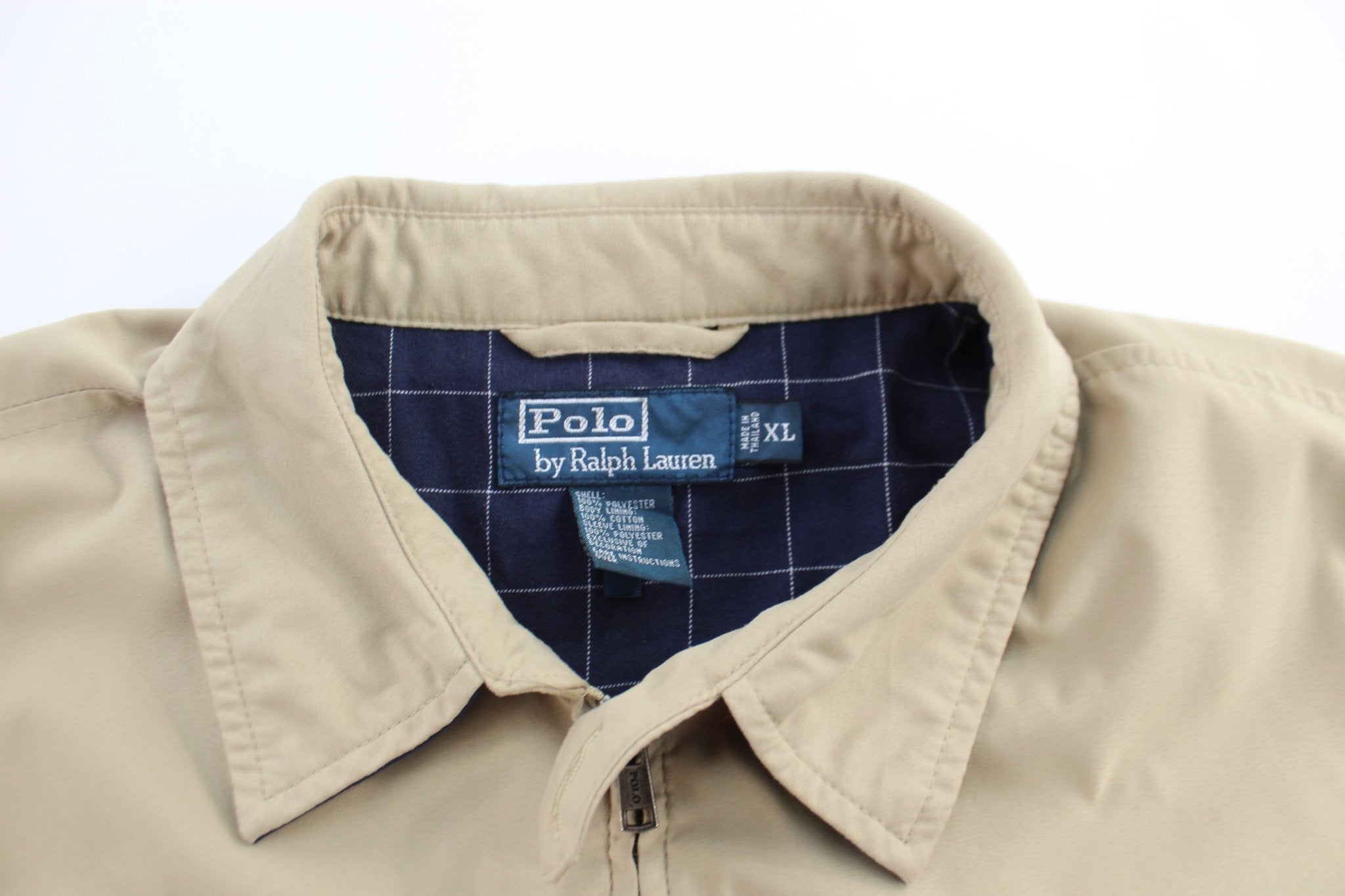 Polo by Ralph Lauren Embroidered Logo Tan Zip Up Jacket - ThriftedThreads.com