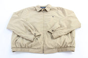 Polo by Ralph Lauren Embroidered Logo Tan Zip Up Jacket - ThriftedThreads.com