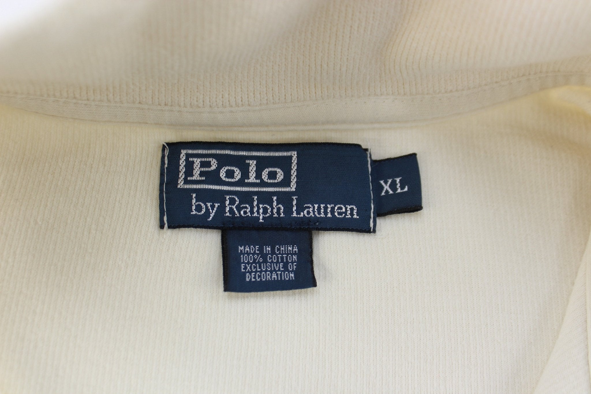 Polo by Ralph Lauren Embroidered Logo White Quarter Zip Sweater - ThriftedThreads.com