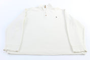 Polo by Ralph Lauren Embroidered Logo White Quarter Zip Sweater - ThriftedThreads.com